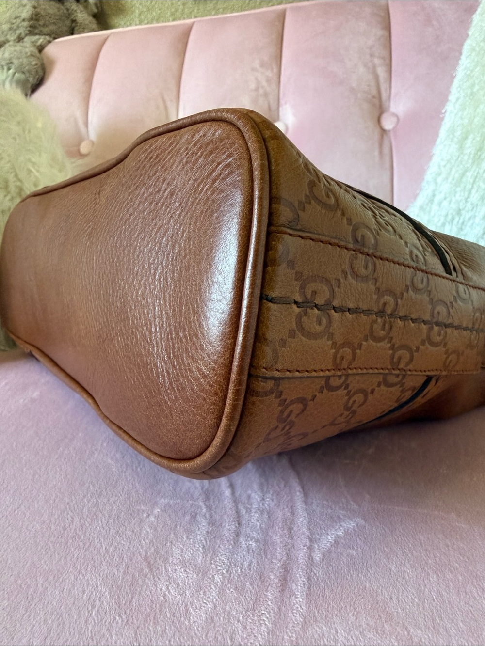 💯Auth! GUCCI Guccisimo Signoria Brown Leather Hobo Shoulder Bag w Gold Hardware - Picture 6 of 16